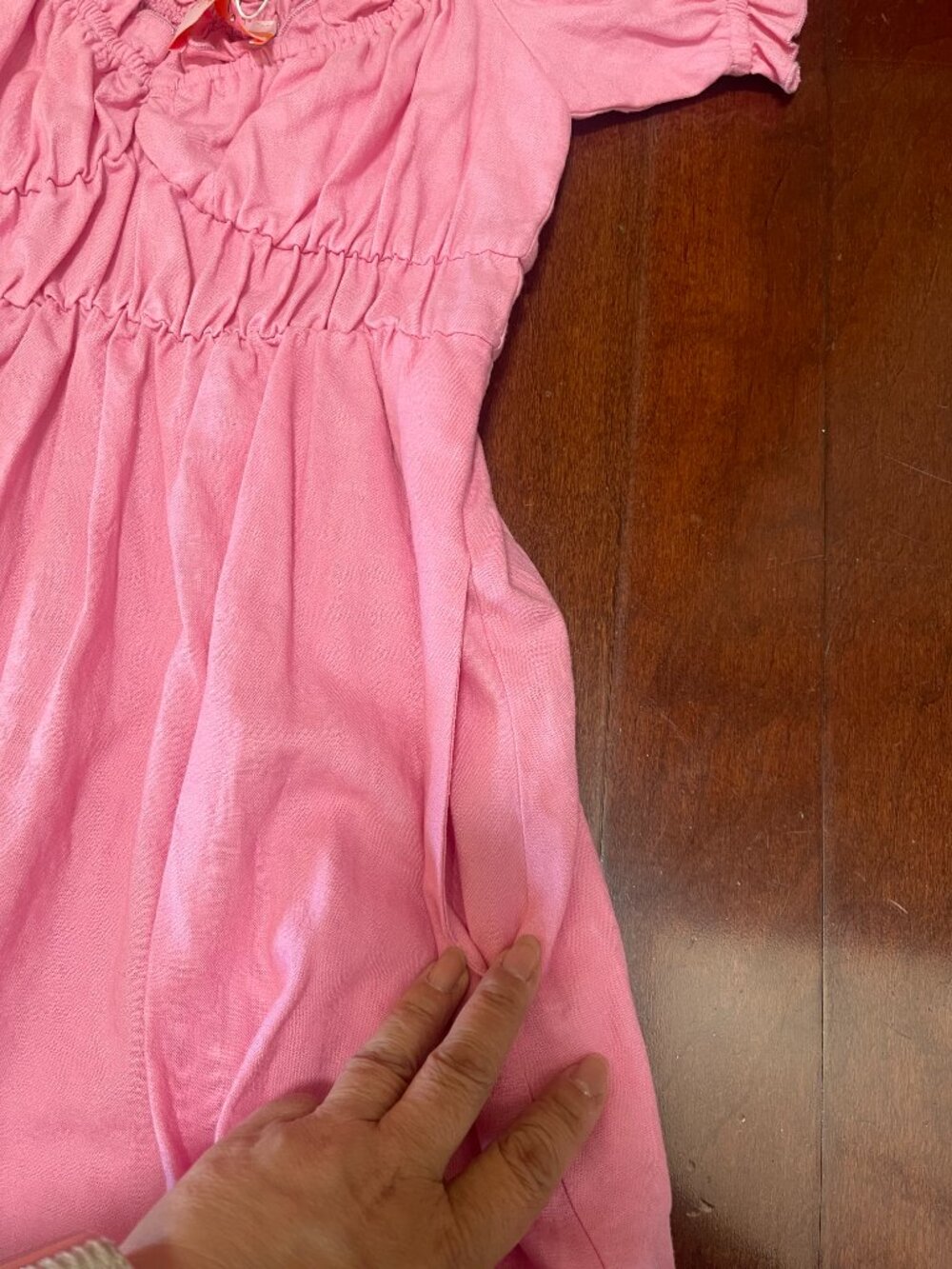 Show Me Your Mumu x Barbie Nikki Mini Dress Pink Linen Blend XS NWT - Picture 5 of 10